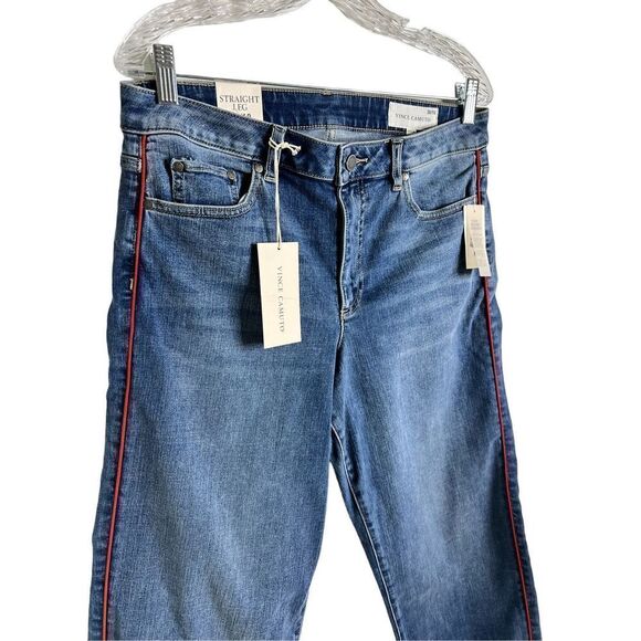 NWT Vince Camuto Womens Piped Trim Straight Leg Jeans sz 30 - Picture 3 of 7